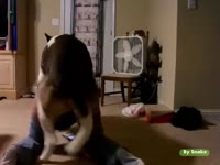 Pet porn with dog fucking the pussy of its owner